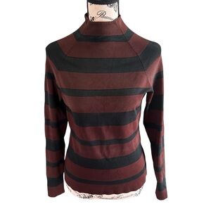 Essendi silk spandex brown & black striped pullover sz M